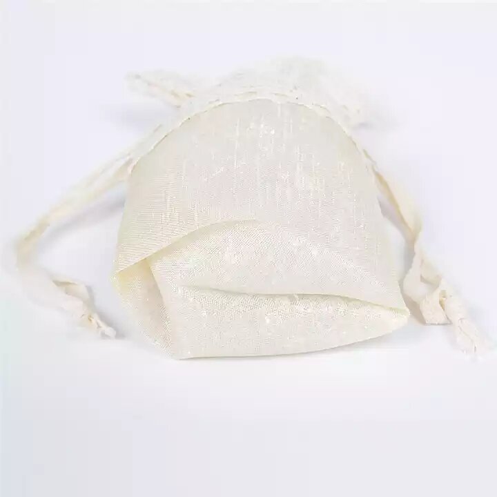 5 pçs branco feito à mão algodão laço fio saco doce doce pacote bolsos jóias colar presente saco halloween natal sacos de armazenamento