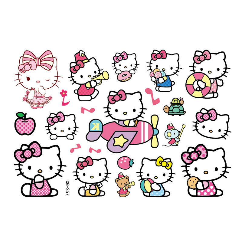 Impermeável Tatuagem Adesivos para Crianças, Kawaii Sanrio, Hello Kitty, Kt Cat, Desenhos Animados Decalques, Tatuagem Falsa, Menina Brinquedos, Presente de Aniversário