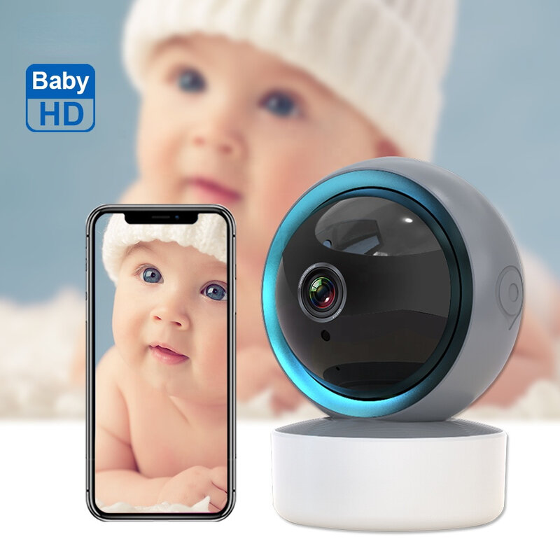 Kamera IP elektronik bayi dengan kamera Wifi 3MP HD Cry Bayi, kamera pengasuh Audio dua arah IR penglihatan malam bayi tidur