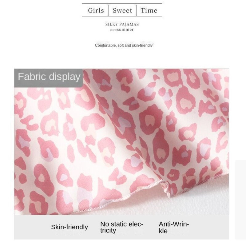 Pyjama en dentelle imprimé léopard rose, écharpe d'été, mince, sexy, vêtements de maison, mode, extérieur, nouveau