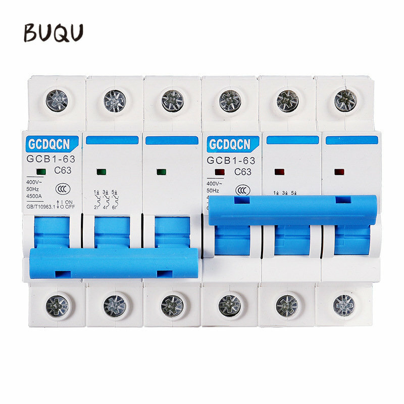 BUQU interruptor de transferencia manual de doble potencia, disyuntor de enclavamiento de doble potencia, 32a, 63a, 220V-400V, carril Din MCB, 1P + 1P 2P + 2P 3P + 3P