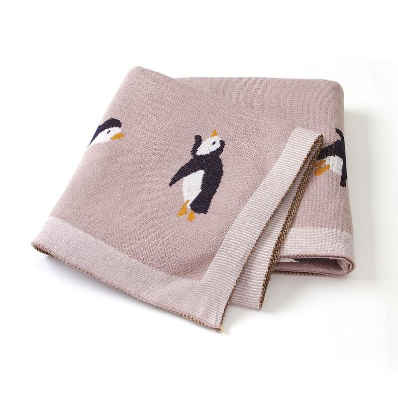 Malha Cartoon Penguin Cobertores Do Bebê, recém-nascido Soft Biocotton, Capa Carrinho Infantil, Swaddle Wrap, Baby Stuff, Novo-Algodão, 100x80cm