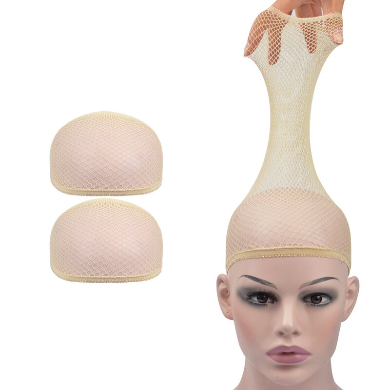 2 pezzi berretti per calze a rete parrucca per tessitura retina per capelli parrucca aperta per reti per capelli da donna