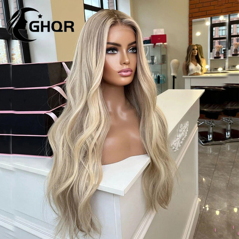 Highlights Blonde Human Hair Wigs 613 Lace Frontal Wig 13x6with Natural  Wavy Hd Transparent Lace glueless preplucked human wig