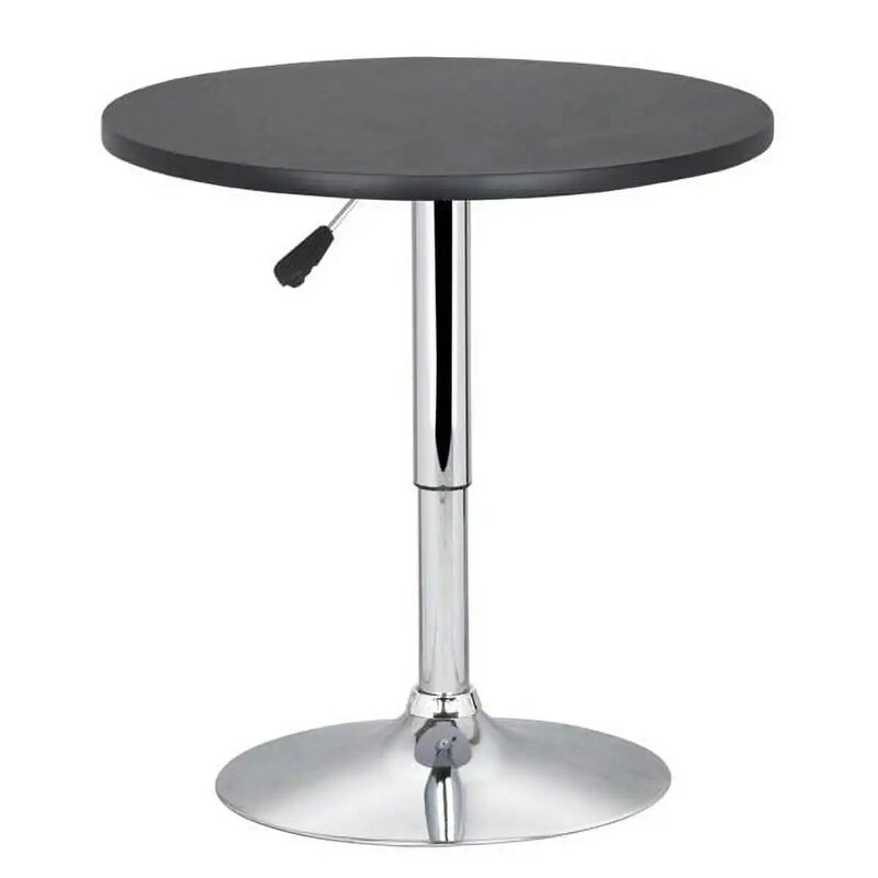 Chrome Base Round Swivel Bar Table for Bistro Pub Kitchen Dining Cocktail Table, Black