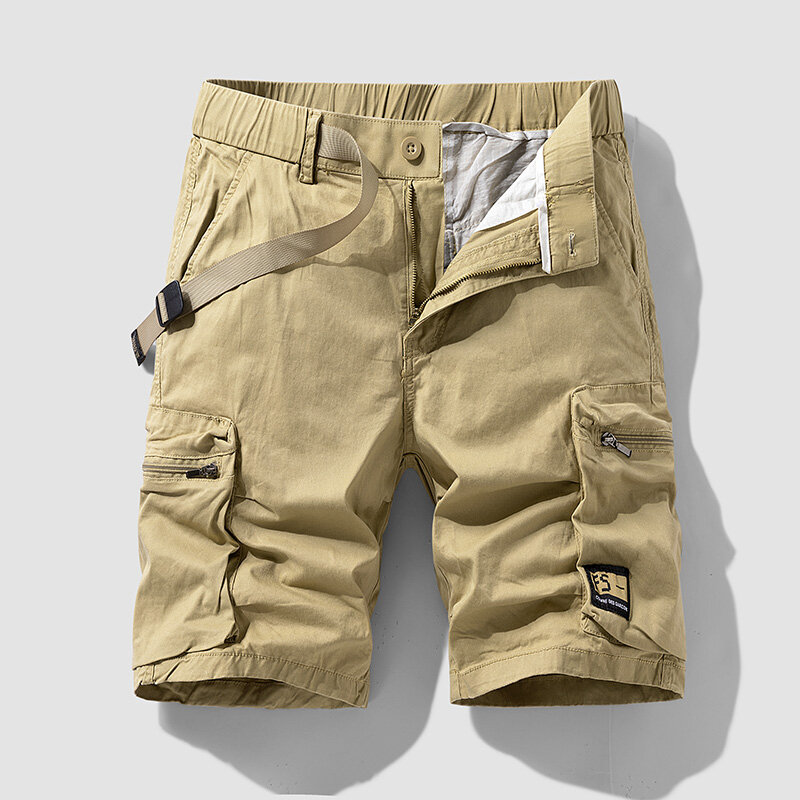 Zomer Heren Cargo Katoenen Shorts Heren Casual Rijbroek Bermuda Effen Multi-Pocket Shorts Heren Lente Mode Joggingbroek Heren Heren