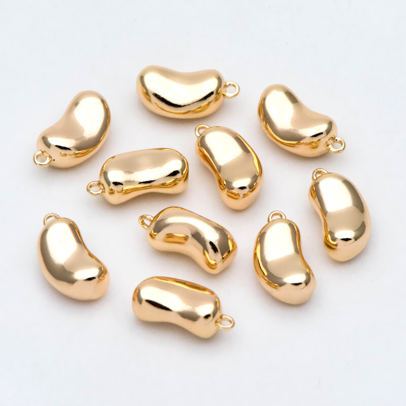 10 pçs banhado a ouro latão feijão encantos 11x5.5mm, para fazer jóias diy material suprimentos acessórios (GB-2989)