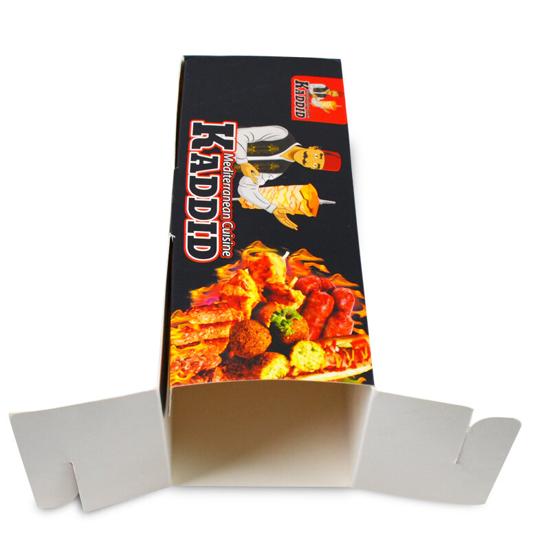 Caja de papel de embalaje para perros calientes, producto personalizado impreso, grado alimenticio, venta