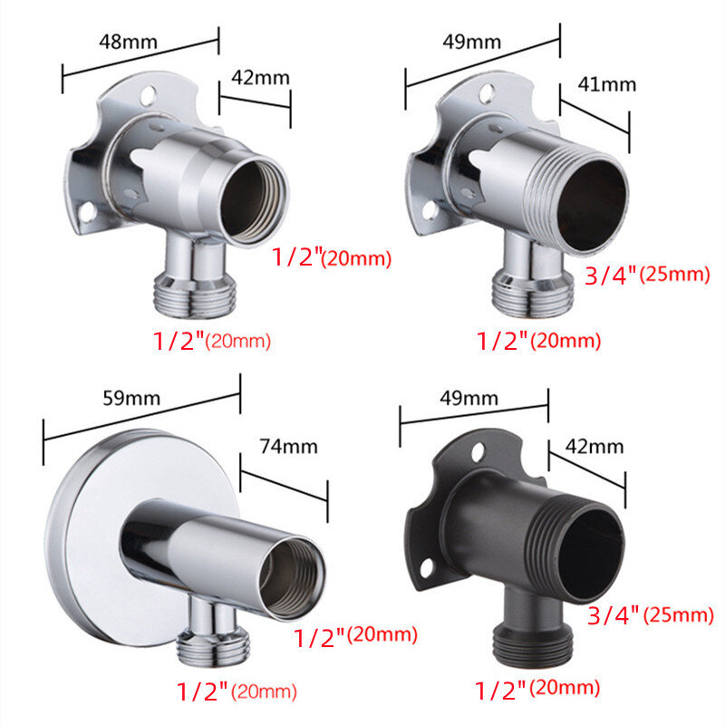 1/2" 3/4" Universal Bathroom Faucet Fixed Base Wall Mounted Tap Installation Adapter Shower Inlet Outlet Mix Water Valve Parts