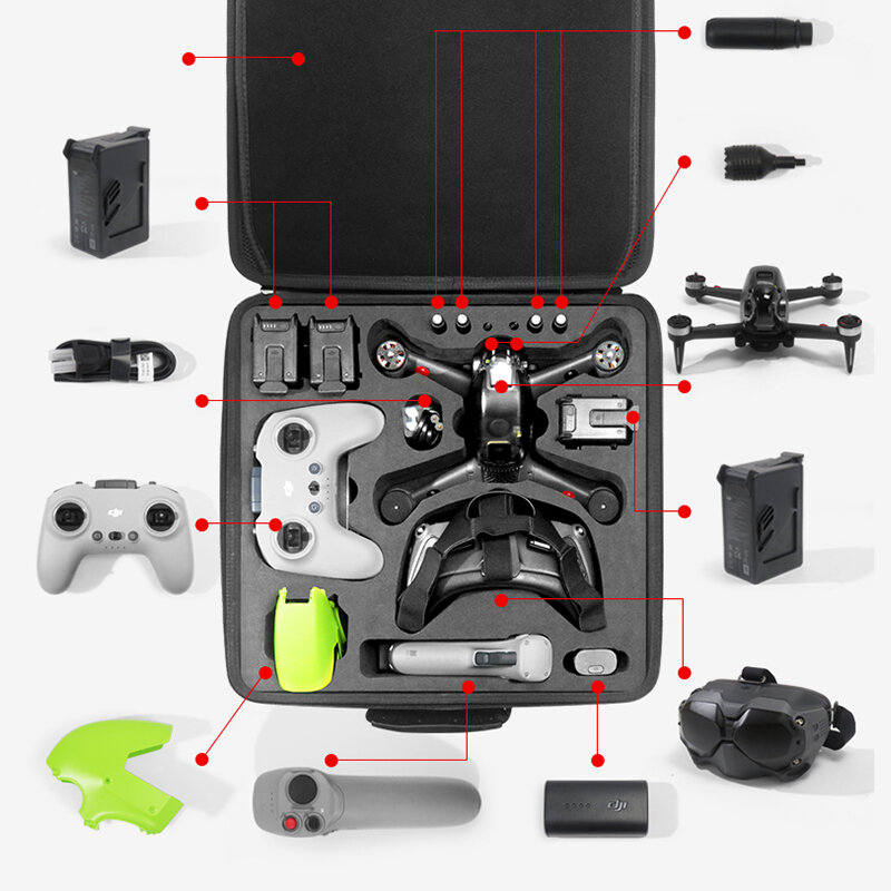 Drone Bag para DJI FPV, à prova de choque, alta capacidade, estojo para DJI FPV, acessórios, mala de viagem, bolsa de ombro portátil