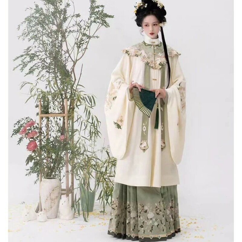 2024 Chinese Hanfu Women Carnival Cosplay Costume Ancient Traditional Hanfu Print Dance Embroidery Robe Horse Face Skirt Suit