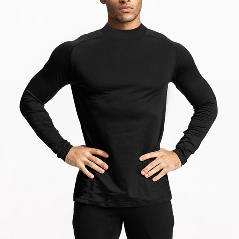 Мужская водолазка, пуловер, рубашка, джемпер с длинным рукавом, топы, теплое термобелье, повседневная облегающая футболка, дышащая тонкая спортивная футболка, топ