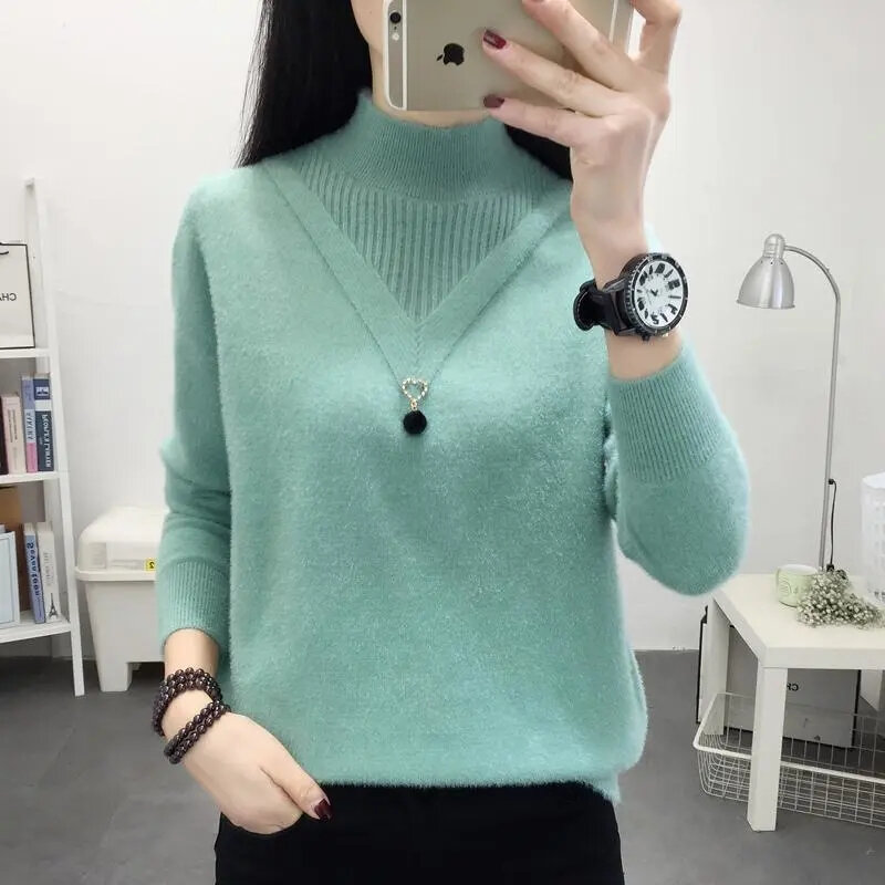 Women's Turtleneck Sweater Pure Color Loose 2024 New Trending SweaterAutumn Winter Pullover Korean Fashion Ladies Top Knitwear