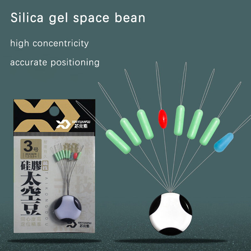 Stopper pancing Bobber Float 7 + 2 transparan Gel silika karet Stopper senar ikan ruang angkasa Oval Bean