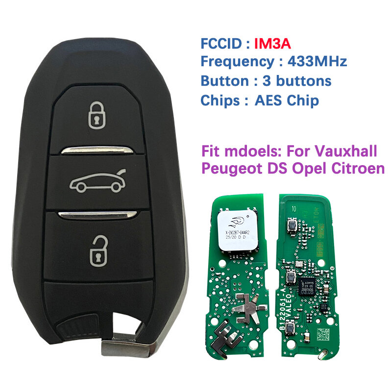 กุญแจอัจฉริยะปุ่ม3ปุ่มของแท้ CN009056สำหรับ Citroen P-eugeot DS Opel Vauxhall รีโมท IM3A Hitag AES NCF29A1ชิพ434 MHz รอยขีดข่วน