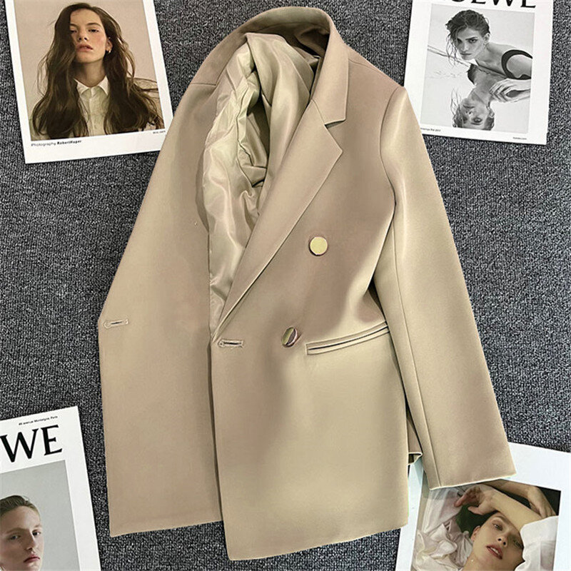Women Fashion Blazer Loose Notched Coat Oversized Jacket M-XXXL Women Long Sleeved Tops Jacket Office Lady Blazers Streetwear