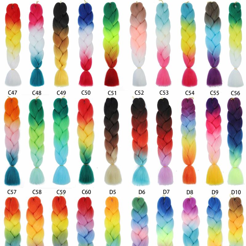 99 trecce di torsione dei capelli luminosi sintetici colorati colore Ombre per le donne bianche intrecciare le estensioni dei capelli trecce Jumbo KaneKalon capelli