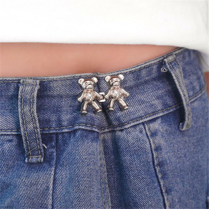 1/2PCS Bear Detachable Metal Buttons Snap Fastener Pants Pin Retractable Button Sewing-Free Buckles Jeans Perfect Fit Reduce