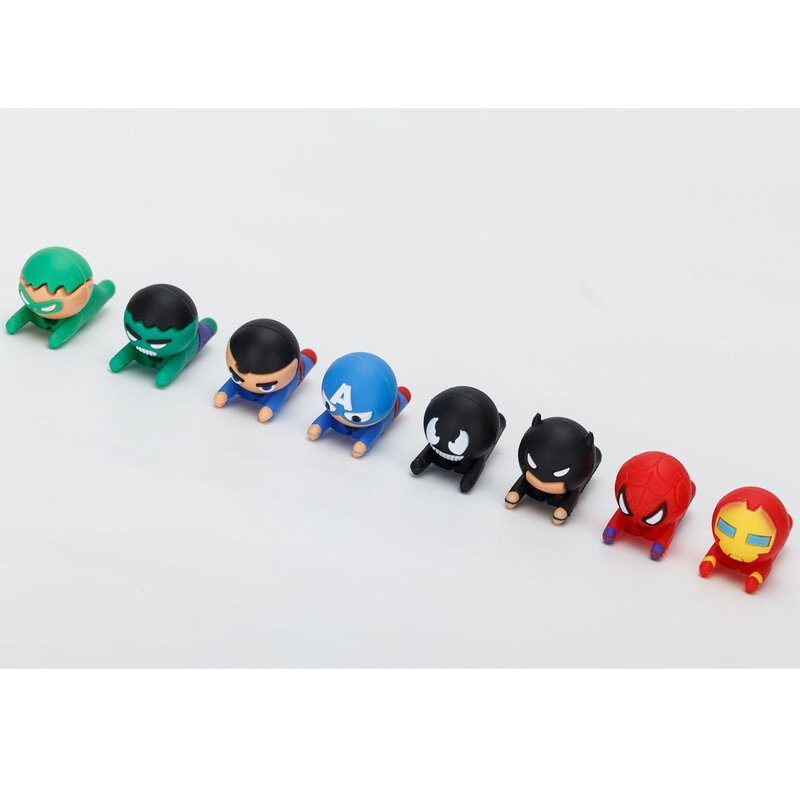 Disney Marvel Spiderman USB ป้องกันกรณี Iron Man Hulk Venom ซิลิโคนลายการ์ตูนข้อมูลสายกัดป้องกันของเล่น