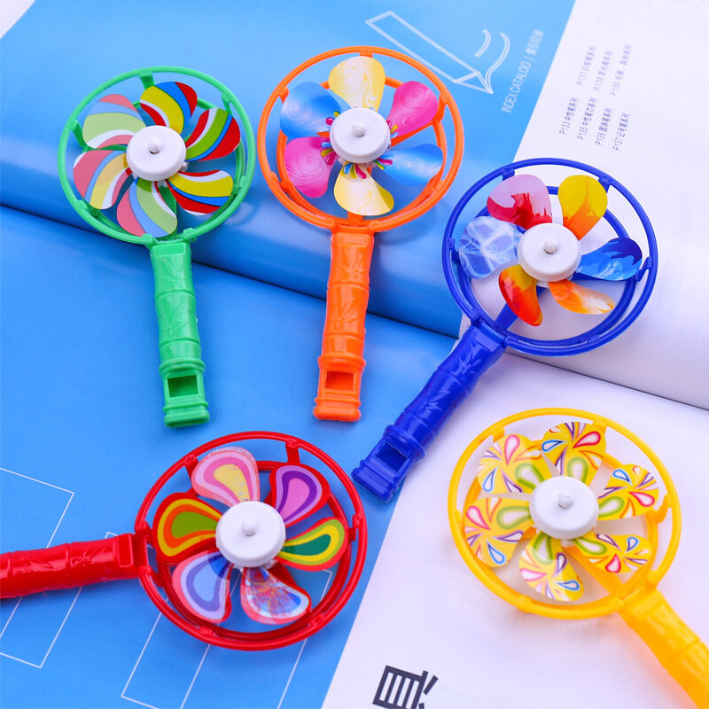 창의적이고 다채로운 색상의 작은 바람개비 장난감, 클래식 플라스틱 휘슬 바람개비, 어린이 생일 파티 선물, 5 개