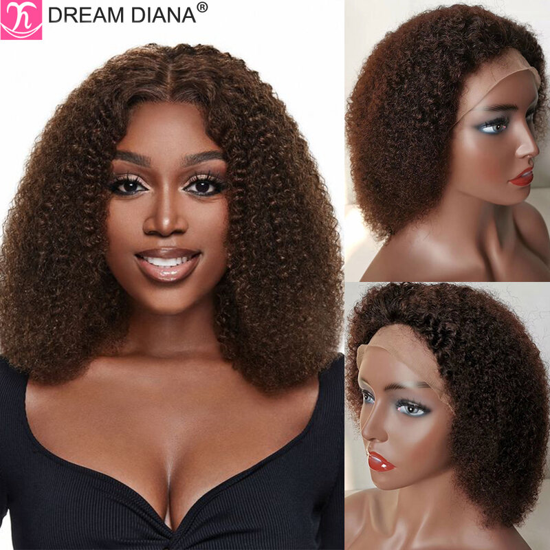 DreamDiana-Perruque Lace Front Wig malaisienne naturelle, cheveux crépus bouclés, afro, densité 200, 13x4, double proximité, sans colle