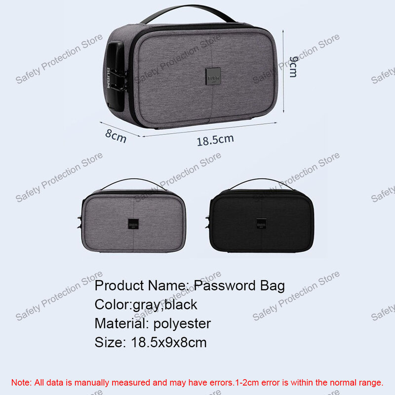 Waterproof Document Password Bag File Card Storage Case Safe Box Travel Portable Briefcase Official Seal Handbag Organizer
