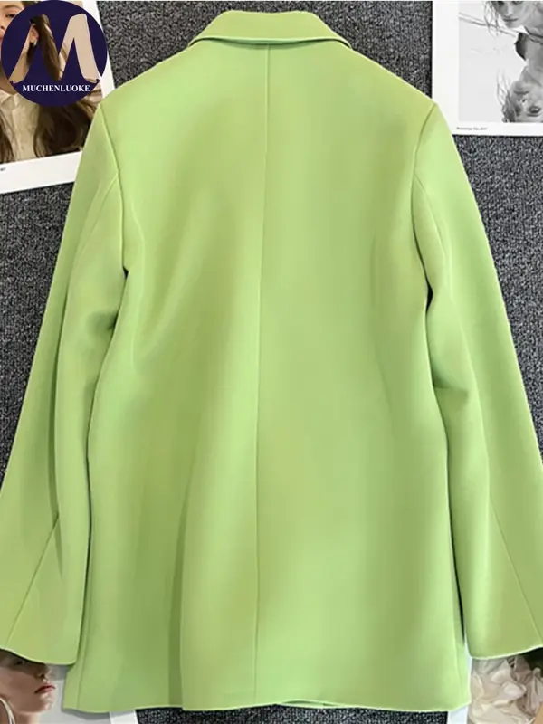 Женское пальто, Новинка весна-осень 2024, элегантные однотонные блейзеры для отдыха с длинным рукавом, корейская мода, роскошная Свободная Женская одежда
