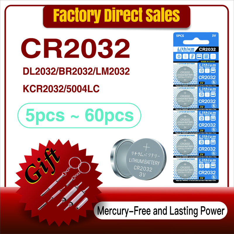 5-60PCS 200mAh CR2032 batterie a bottone a bottone a bottone CR 2032 5004LC DL2032 batteria al litio 3V per orologio giocattoli telecomando chiave auto