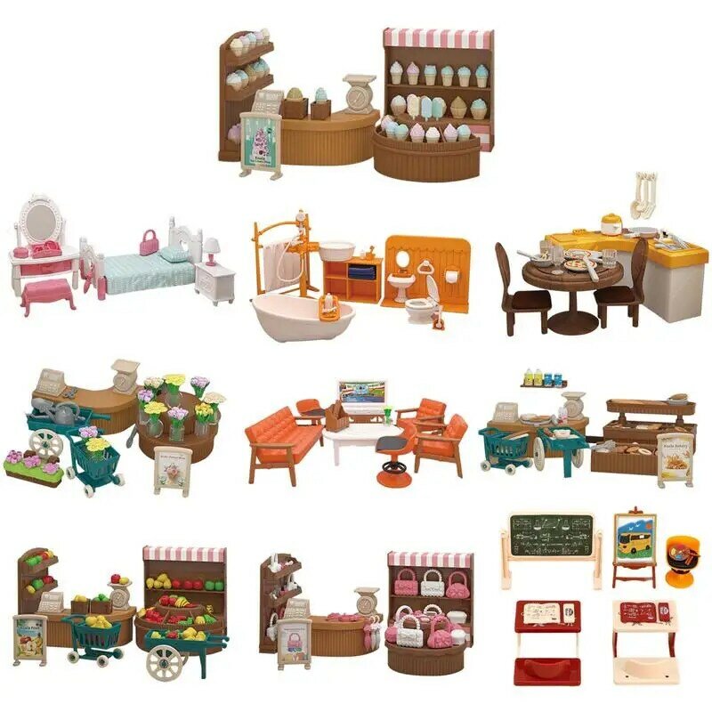 Dollhouse Miniature Furniture Accessories Home Furniture Collection Set House Play Toy Mini Furniture Doll Toys For Kids