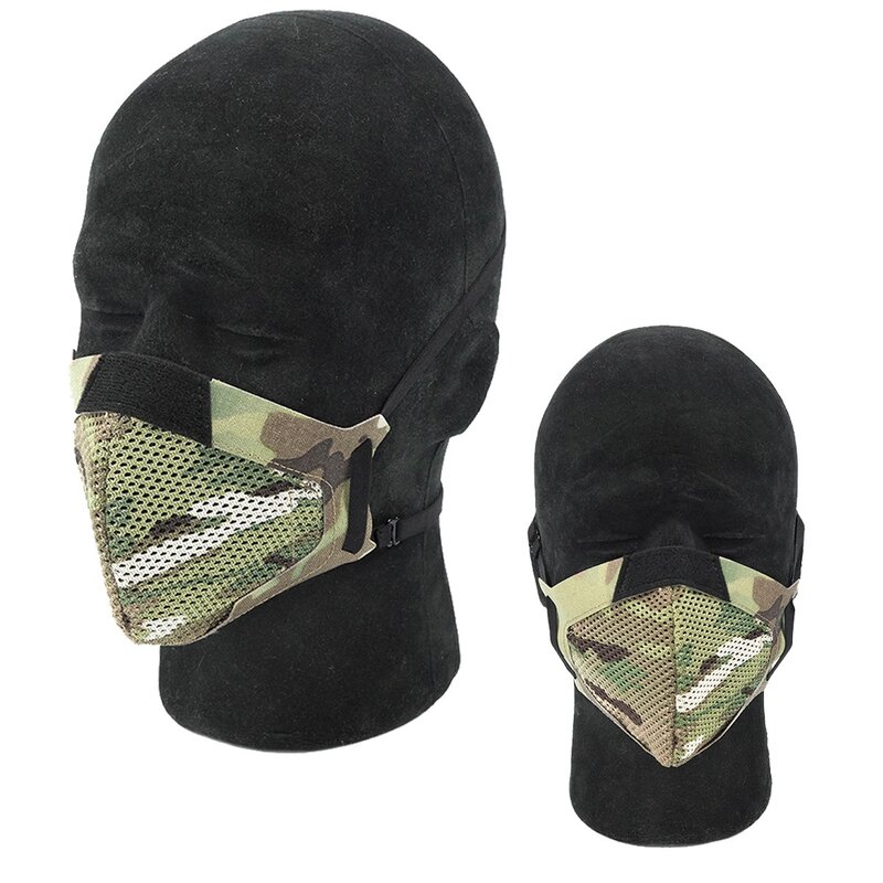Tiro tático meia máscara com filtro, máscaras elásticas macias e respiráveis, se enforma no nariz, máscara de combate airsoft