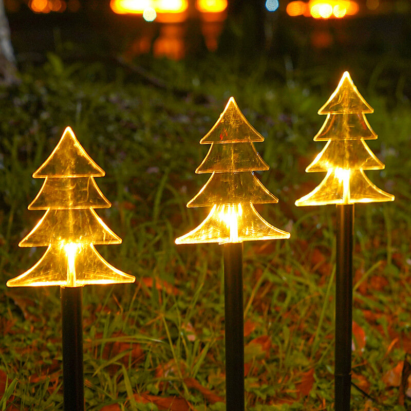 Outdoor Garden LED Solar Light Christmas Tree Snowflake Star Stake Light Waterproof Pathway Yard Solar Lamp Christmas Decoration