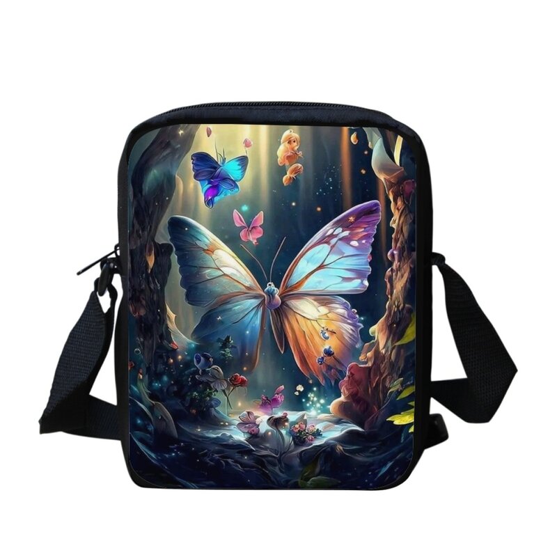 Children's Crossbody Bags Fashion Art Butterfly Pattern Printing Shoulder Bag Girls Casual Daily Travel Adjustable Messenger Bag