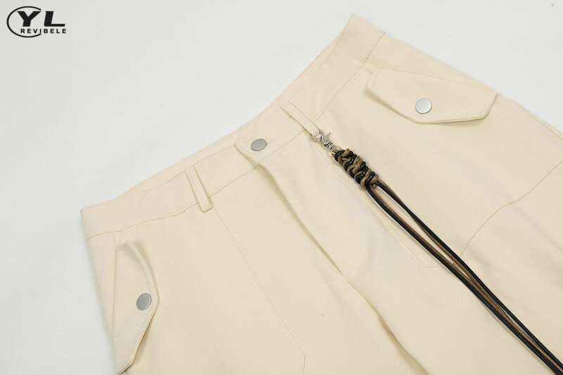 Duża kieszeń Hip Hop spodnie Cargo mężczyzn w jednolitym kolorze workowate Vintage proste spodnie męskie wiosenny i jesienny nowy do biegania ulicznego spodnie typu Casual