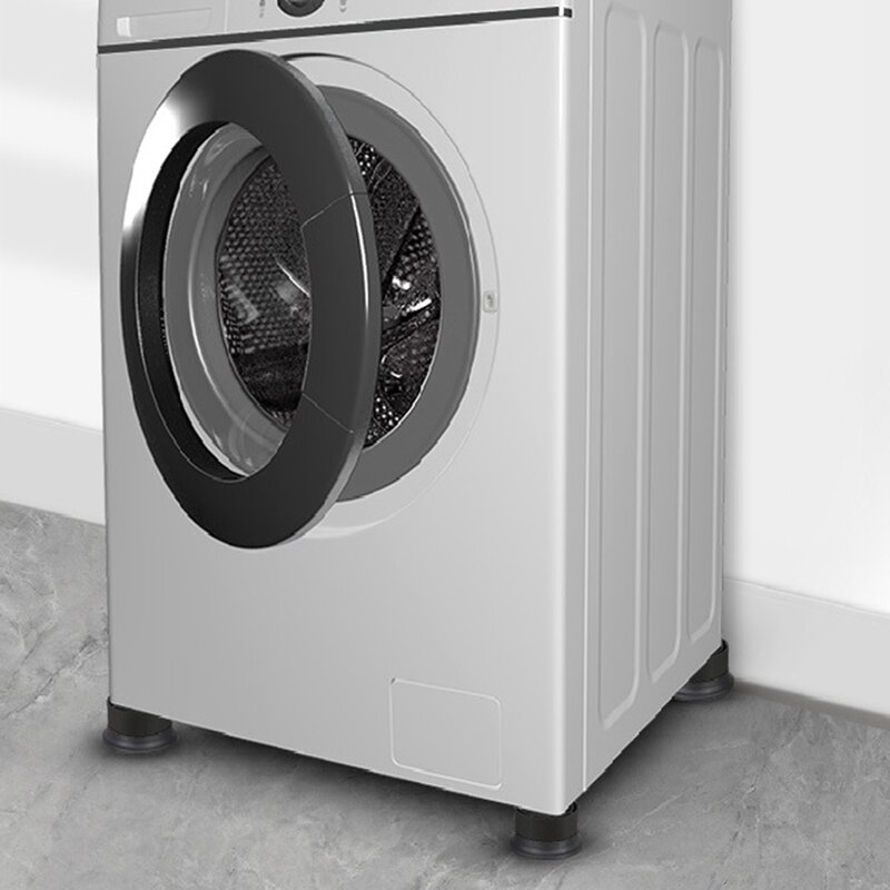 Máquina de lavar Base Foot Pads, borracha preta, antiderrapante, grossa, silenciosa, à prova de choque, máquina secadora de casa, 4 PCs