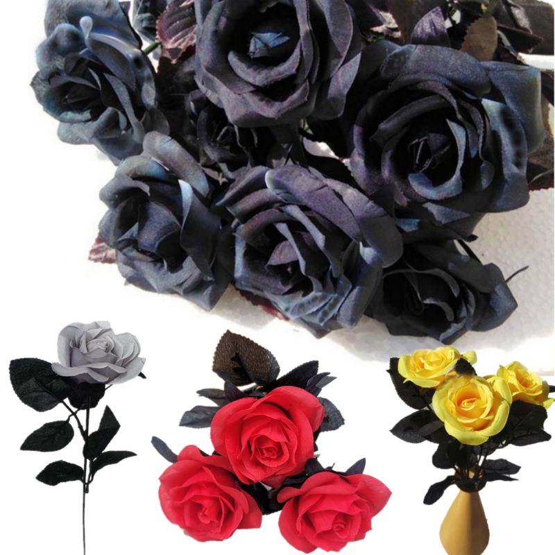 Искусственная Роза, искусственный цветок, черный одиночный свадебный цветок, украшение интерьера, разноцветные Искусственные цветы I