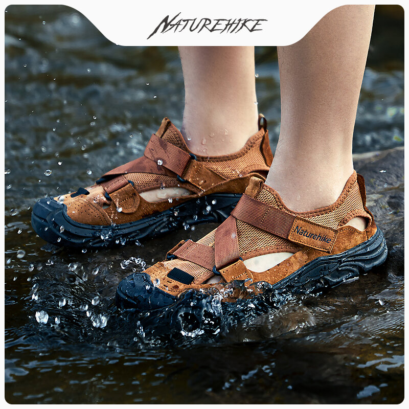 Naturehike Sapatos de rasto antiderrapantes para o rio Homem Ao ar livre leve Sandálias de malha respirável Sapatos de vadear anfíbios e resistentes ao desgaste