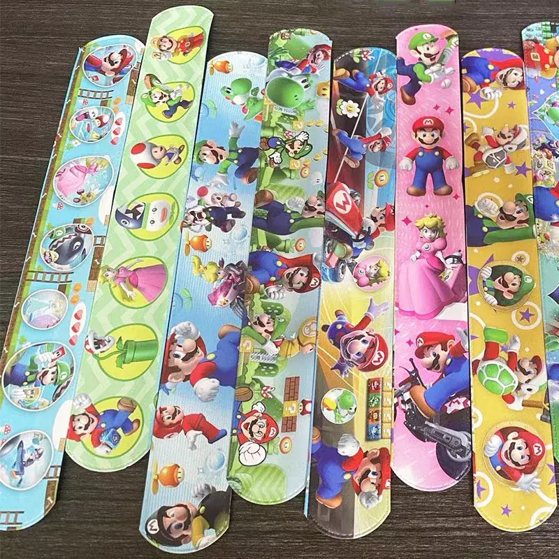 New Mario Bros Wrist Strap Children Clap Ring Slap Bracelets Kids Snapping Rings Toy Children's Birthday Gift Party Product