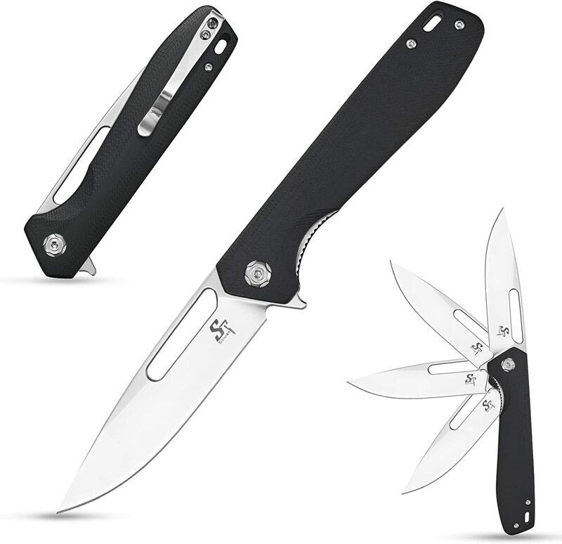 Sitivien ST801 Folding Messer, 8Cr18Mov Stahl Klinge, g10 Griff Tasche Messer EDC Werkzeug Messer für Arbeiten Im Freien Überleben Camping
