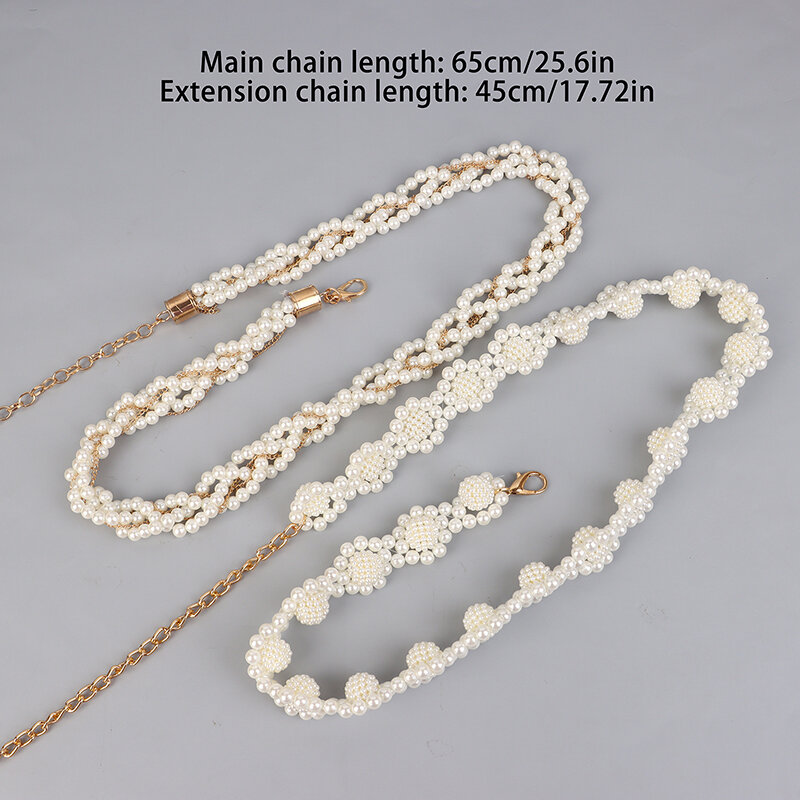 Fashion 1Pc Ladies Woven Pearl Waist Chain Beads Dance Belt Daily Wedding Dress Waist Chain Jewelry Accessories For Women Gift