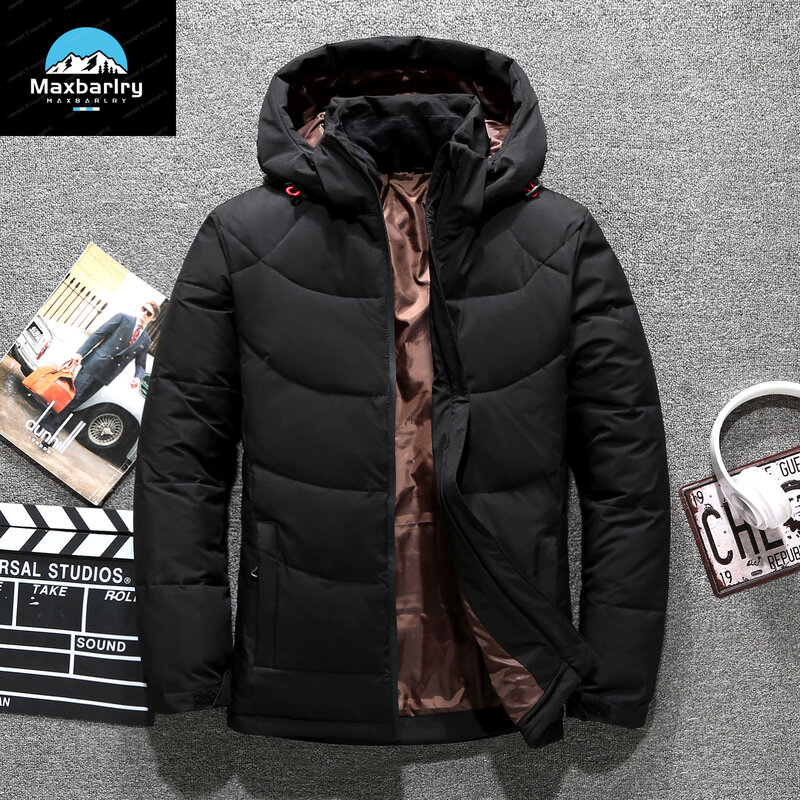 2024 Winter Lightweight Cushioned Jacket Windproof Thickened Down Hooded Zipper Coat Warm and Fashionable New Men's Wear