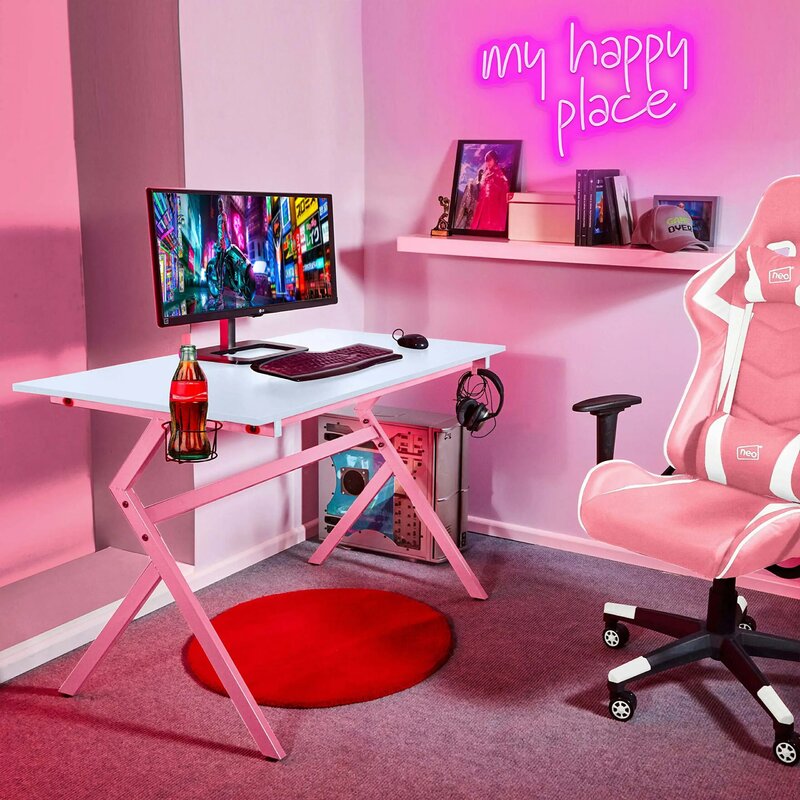 My Happy Place señal de neón LED para decoración de pared, accesorio estético de habitación con letras, color rosa
