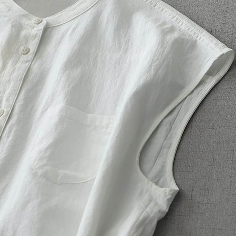 GlaWomen-Chemise à simple boutonnage en coton et lin pour femmes, style coréen, débardeurs vintage décontractés, vêtements monochromes, Y