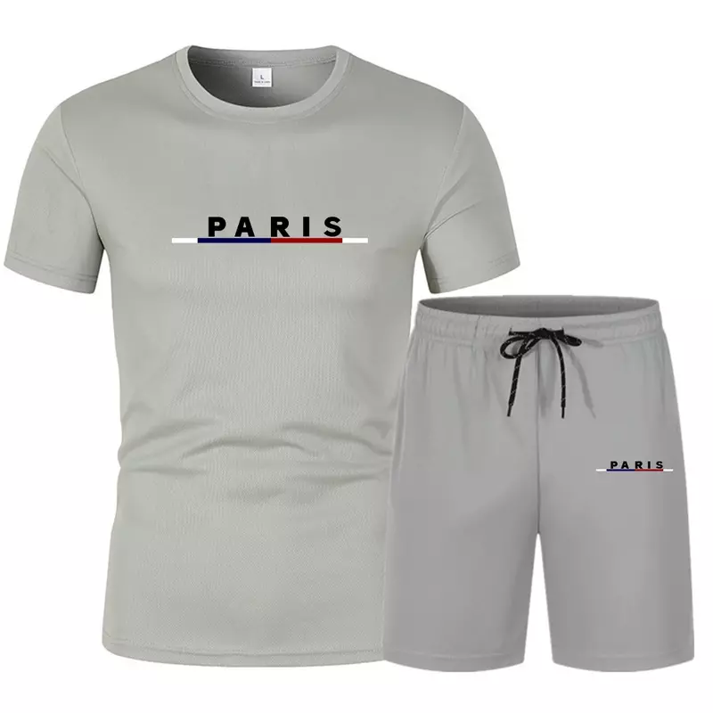 Summer Men's Sets 2024 Men's Sportswear T-Shirt+Shorts Suit Breathable Short Sleeve T-Shirt Casual Wear Basketball Training Wear