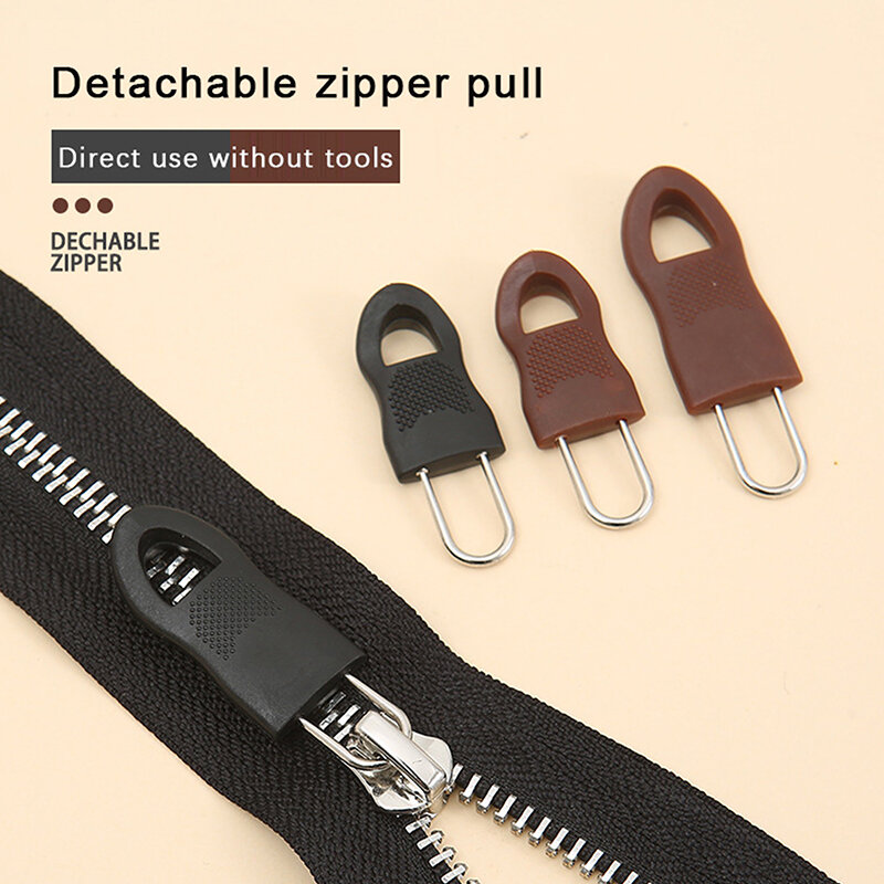 10 buah alat kepala ritsleting pengganti, penarik ritsleting dapat dilepas untuk koper tas sekolah ujung cocok dengan tali Tag pakaian Zip Fixer