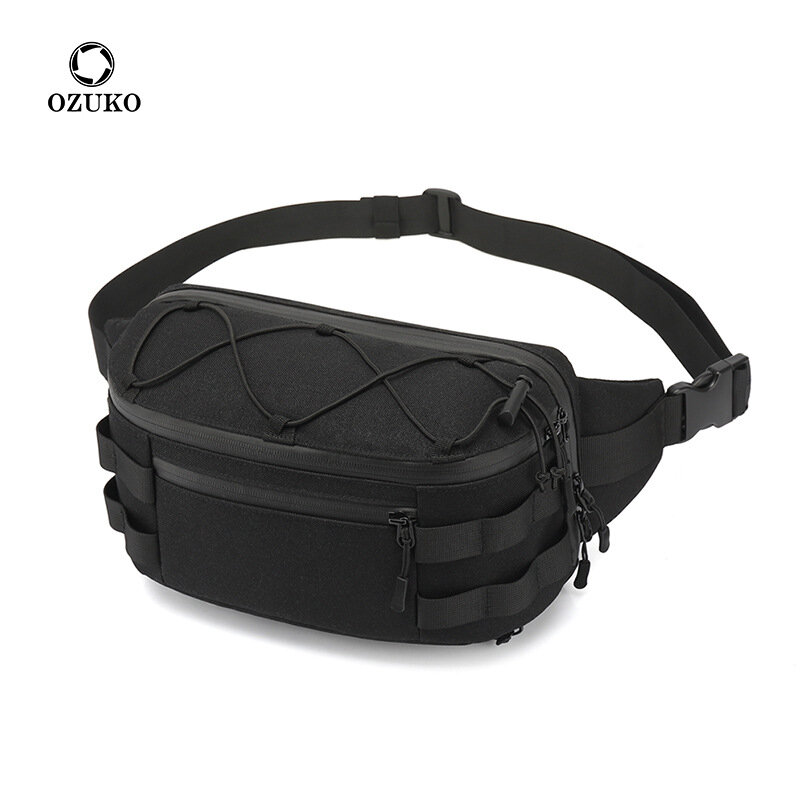 OZUKO Running fanny pack Men's Waist Bag Fashion Chest Pack Outdoor Sports Belt Bag for Teenager Waterproof Men Waist Bags