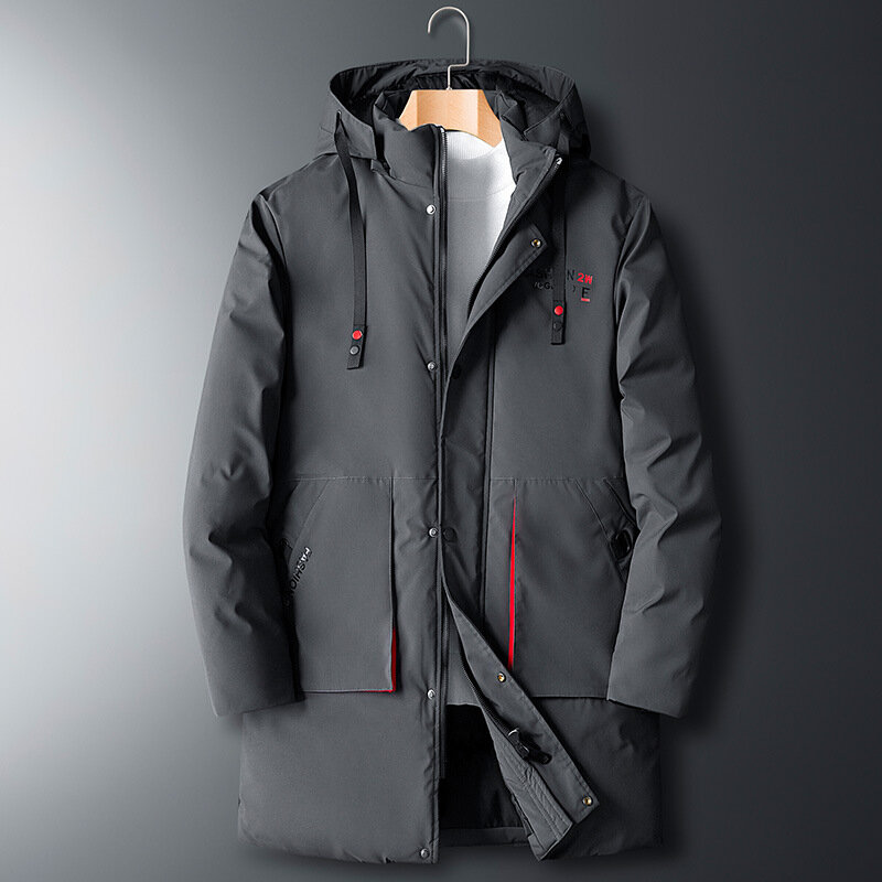 남성용 두꺼운 다운 파카 재킷, 오버사이즈 2024 브랜드, 따뜻한 겨울 코트, 블랙 그레이 클래식 패딩 재킷, 신상