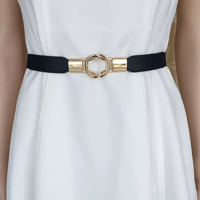 Fashion Women PU Belts Black White Decoration Stretch WaistBand Thin Elastic Waist Belt for Ladies Dress Cinturon Mujer 5 Colors