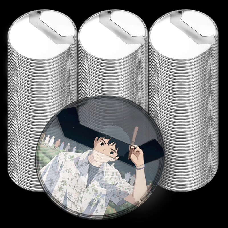 Casing pelindung lencana bulat transparan, 30mm, 40mm, 50mm, casing pelindung lencana Anime, aksesori tas Ita, penutup casing Pin PVC bening