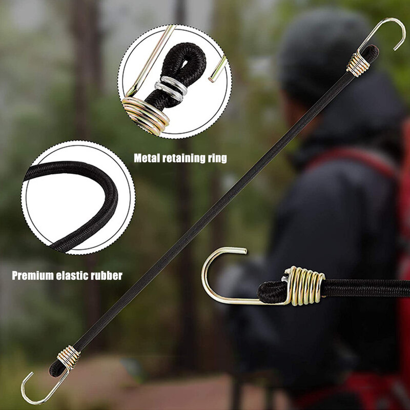 NEW Bungee Cord High Elasticity Rubber Tied Rope With Hooks Outdoor Tent Assembly Camping Luggage Outdoor Accessories