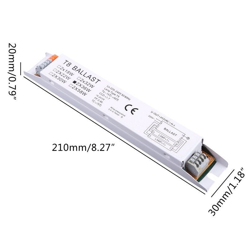 1Pc 2x36W lámpara balastro electrónico T8 balastro fluorescente lineal para oficina en casa
